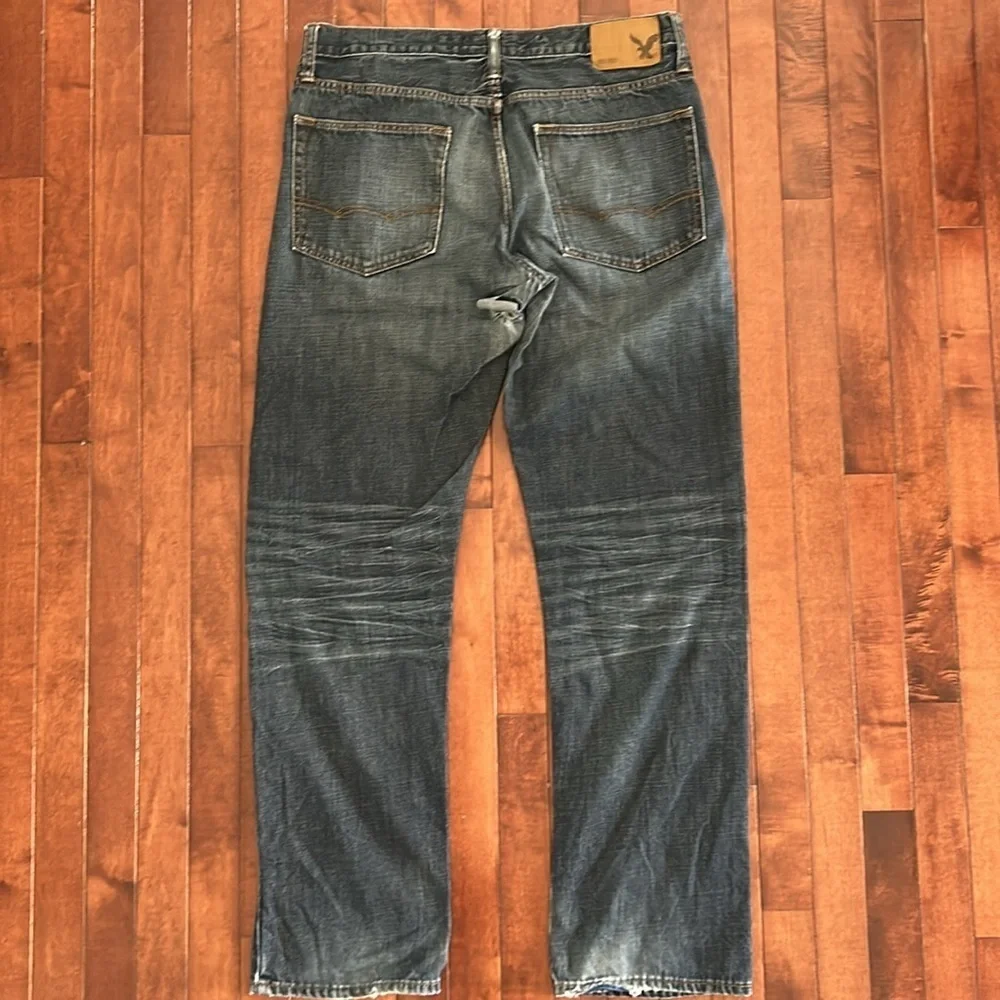 American Eagle Outfitters Men's Dark Blue Relaxed Straight Jeans Size 33/34